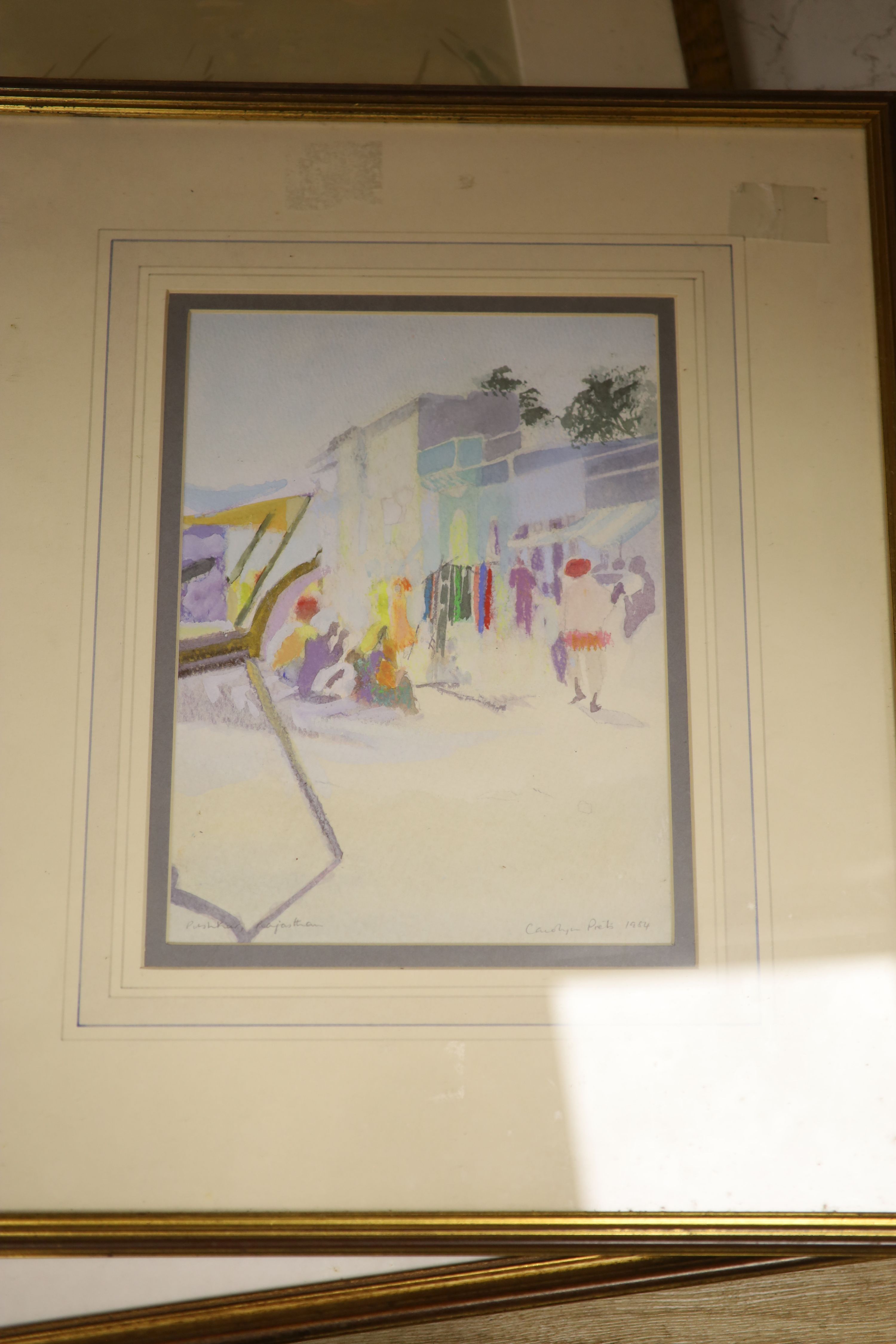 Carolyn Piets (b.1951), three watercolours, Karnelika, India, Pushkar Town and Pushkar Fair, signed and dated c.1985, largest 24 x 37cm and a watercolour by Ian Jenkin